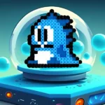 Modèle de perles à repasser - Jeux vidéo - Bubble Bobble Bleu