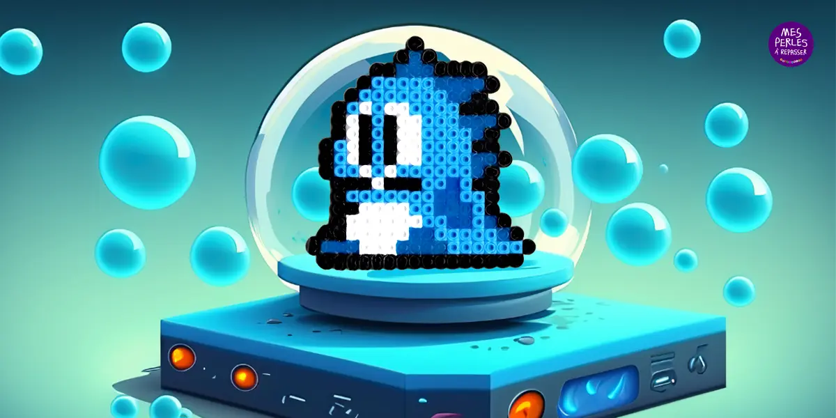 Modèle de perles à repasser - Jeux vidéo - Bubble Bobble Bleu
