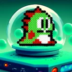 Modèle de perles à repasser - Jeux vidéo - Bubble Bobble Vert