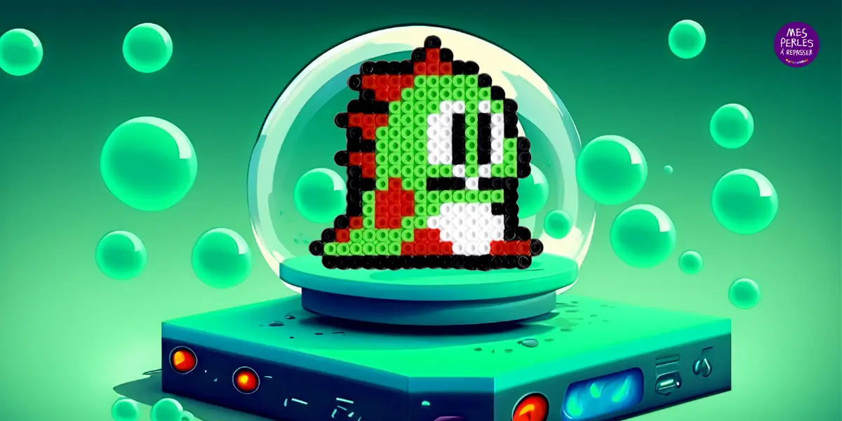 Modèle de perles à repasser - Jeux vidéo - Bubble Bobble Vert