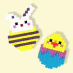 Modèle de perles à repasser - Pâques - Lapin et poussin de Pâques