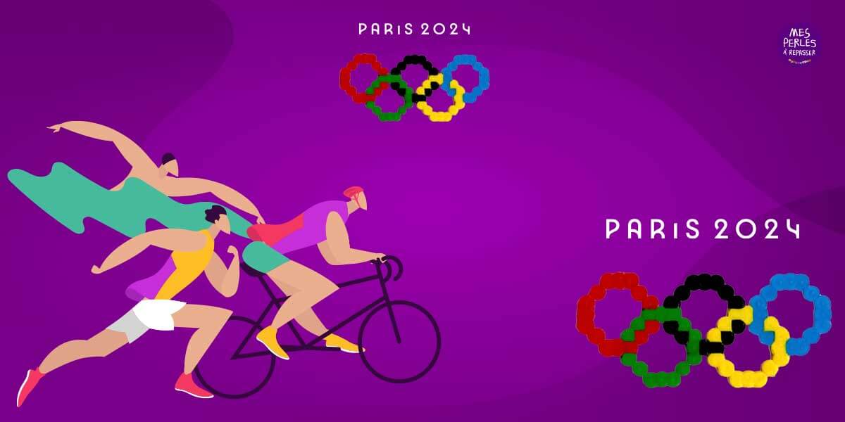 Modèle de perles à repasser - Jeux Olympiques Paris 2024 - 2024 Paris Olympic Games - Anneaux Olympiques - Olympic Rings