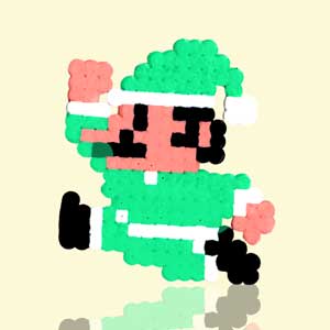 Modèle de perles à repasser - Noël - Mario Bros - Luigi de Noël - Luigi Christmas perler beads pattern