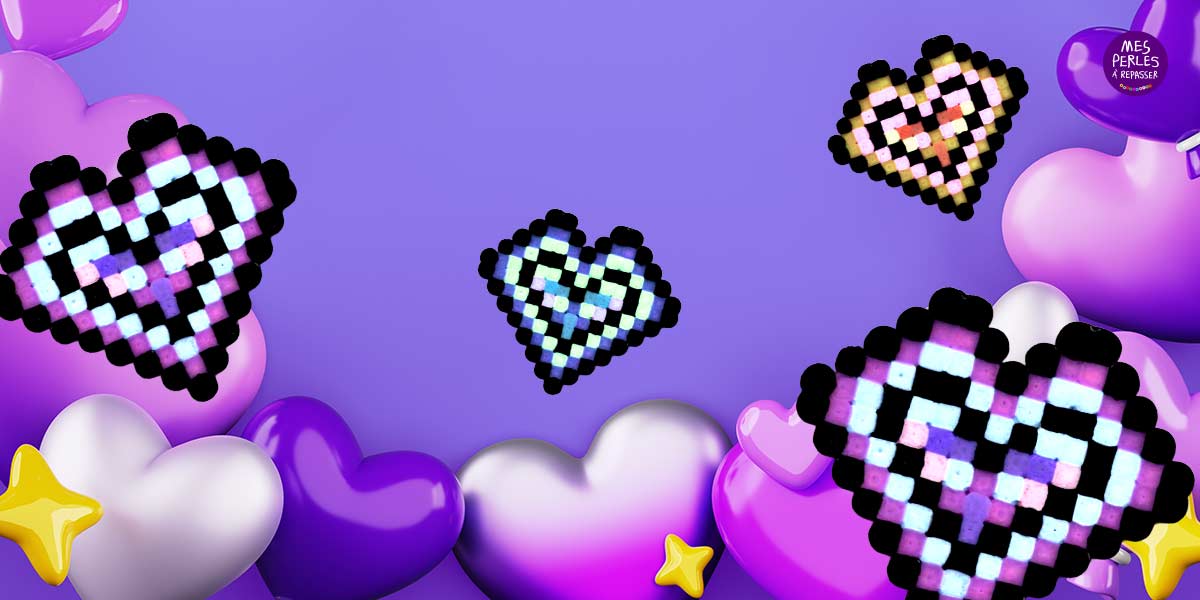 Modèle pour perles à repasser - Saint Valentin - Coeur Multicolore - PDF perles à repasser à imprimer gratuitement