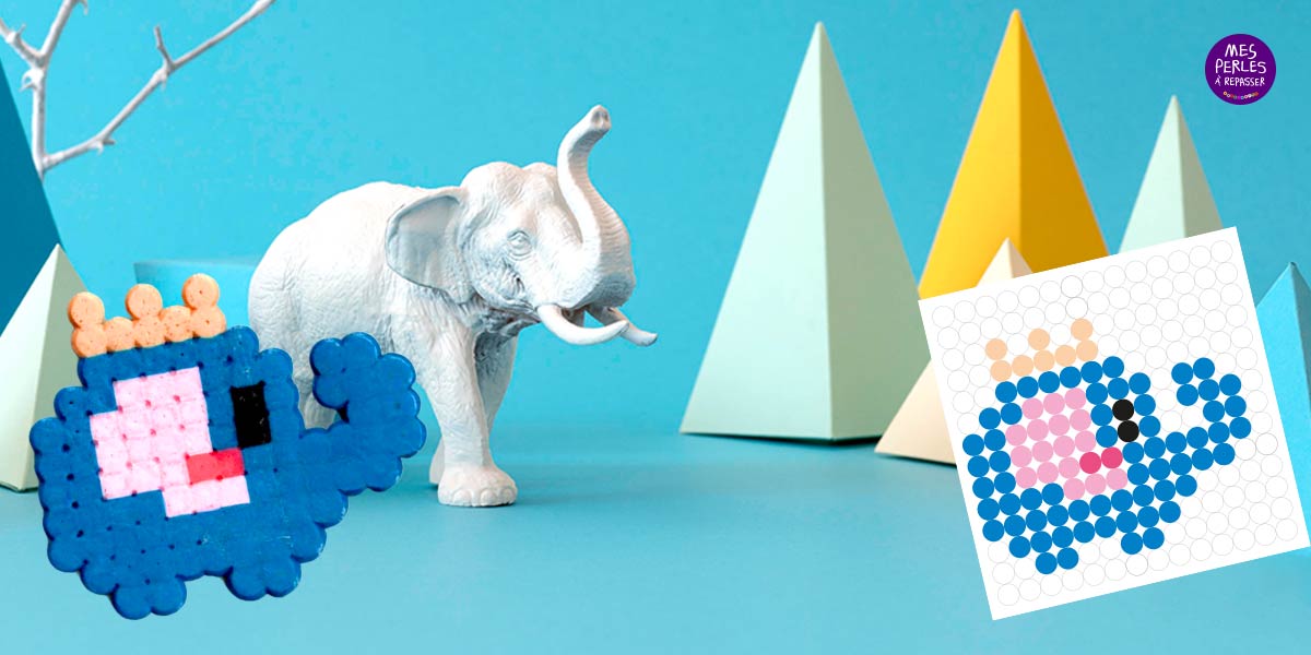 Modèle de perles à repasser pour les petits, dès 4 ans - Animaux - Éléphant - Modèle facile PDF à imprimer gratuitement