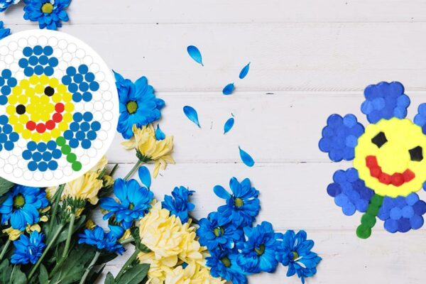 Modèle de perles à repasser - Nature - Fleur Bleue - Imprimez vos modèles de perles faciles à repasser en PDF à imprimer gratuitement !