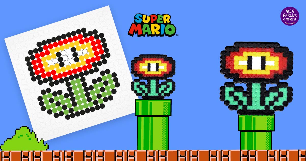 Modèle de perles à repasser - Jeux vidéo - Fleur de feu Mario - PDF à imprimer