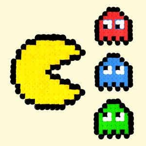 Modèle pour perles à repasser - Jeux vidéo - Pacman & Ghosts - PDF à imprimer gratuit
