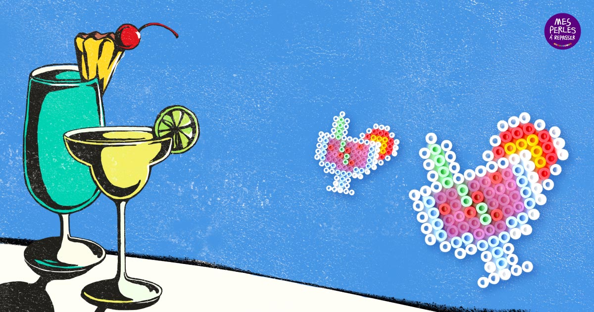 Modèle de perles à repasser de l'été - Cuisine - Cocktail et Parasol - PDF à imprimer
