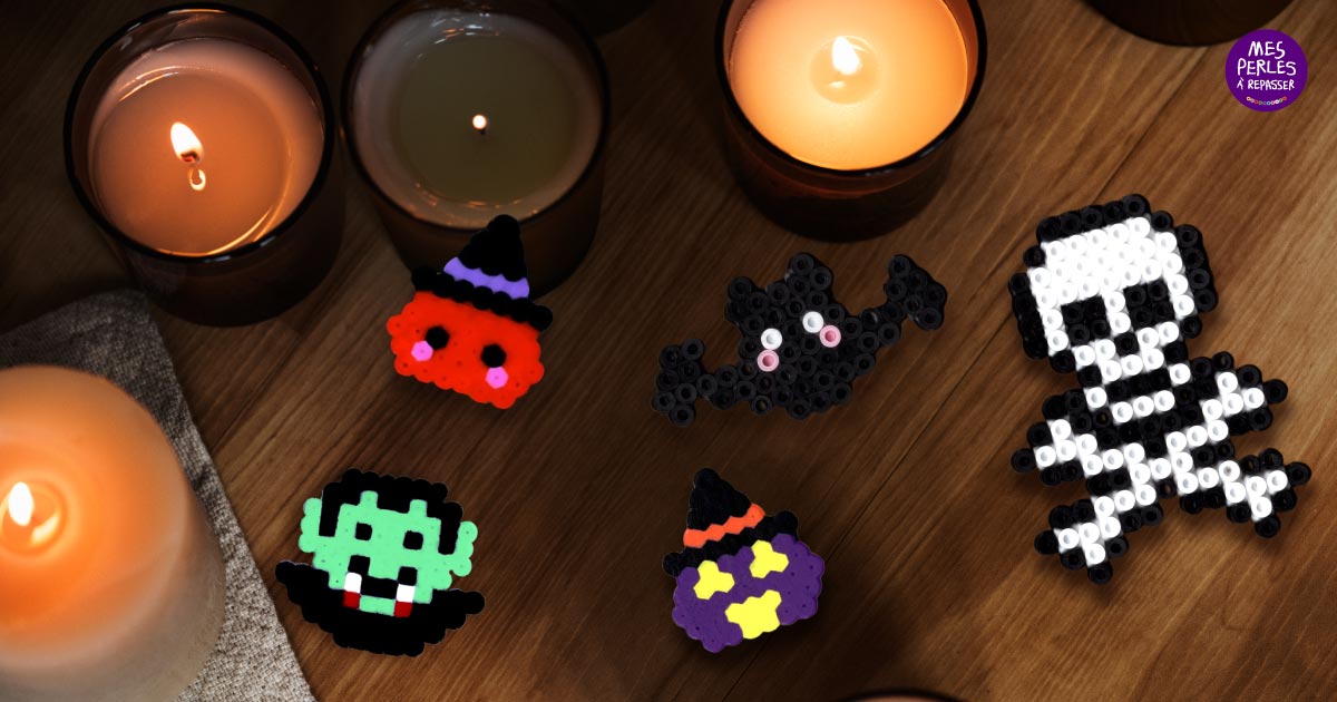 Modèle de perles à repasser - Décoration en perles à repasser Halloween - PDF à imprimer - Free printables Halloween perler