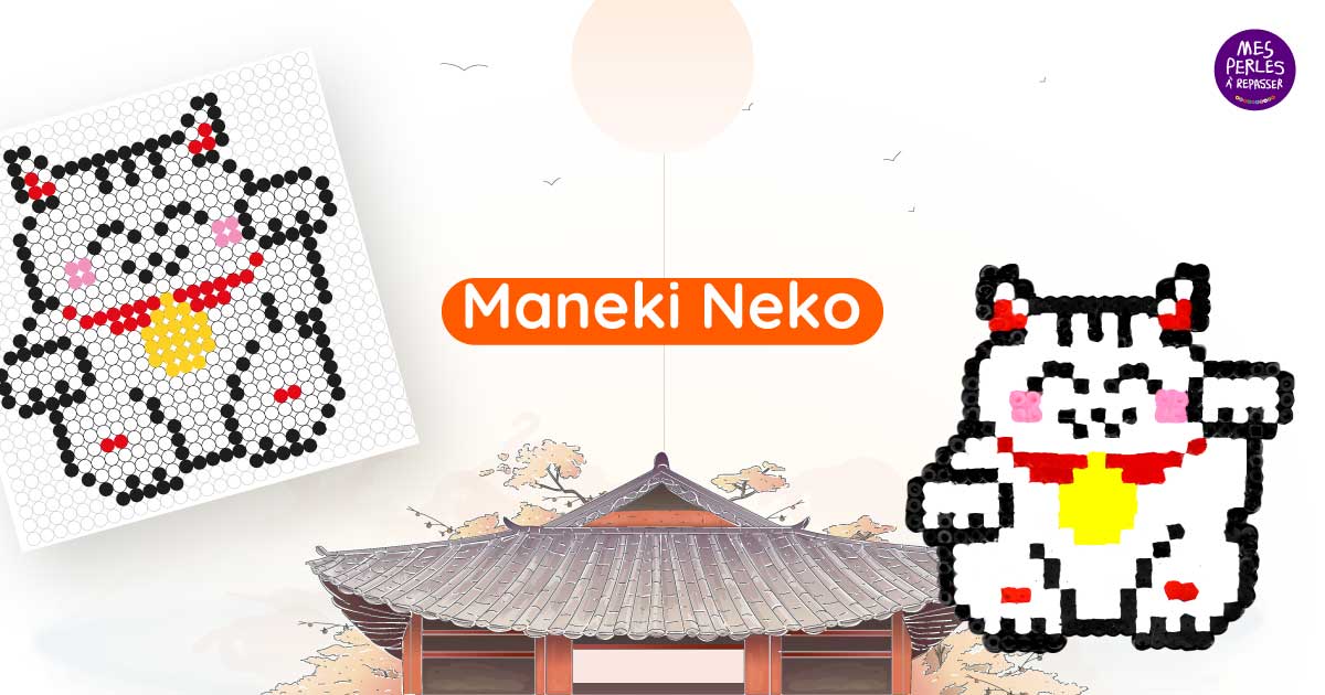 Modèle de perles à repasser - Maneki Neko - PDF à imprimer - Free printable Maneki Neko perler beads pattern!