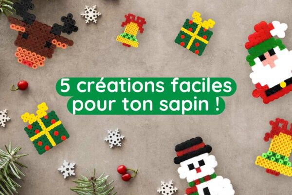 5 créations en perles à repasser pour ton sapin de Noël, à imprimer gratuitement ! Five easy Christmas bead patterns to print and create quickly christmas tree decorations !