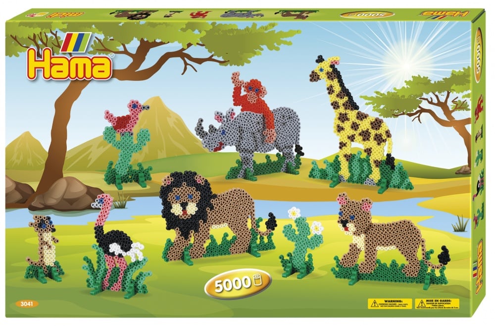 Boîte de perles à repasser Hama - 5 mm - Animaux : Safari - Coffret perles à repasser chez Cultura