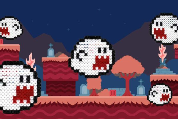 Modèle de perles à repasser - Jeux vidéo / Halloween - Fantôme Boo Mario Bros - PDF à imprimer - Free printable Mario Boo perler beads pattern!