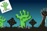 Modèle de perles à repasser - Halloween - Main Zombie - PDF à imprimer - Free printable Zombie's Hand perler beads pattern!