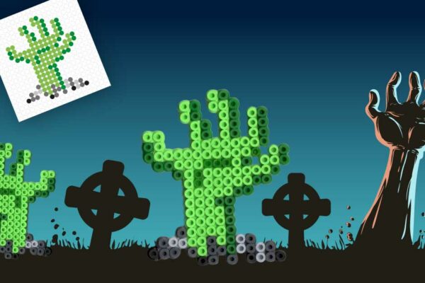 Modèle de perles à repasser - Halloween - Main Zombie - PDF à imprimer - Free printable Zombie's Hand perler beads pattern!