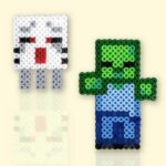 Modèle de perles à repasser - Minecraft Zombie & Ghast - PDF à imprimer - Free printable Minecraft Zombie & Ghast perler beads pattern!