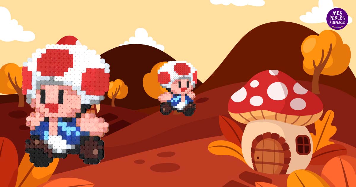 Modèle de perles à repasser - Toad Mario - PDF à imprimer - Free printable Mario Toad perler beads pattern!