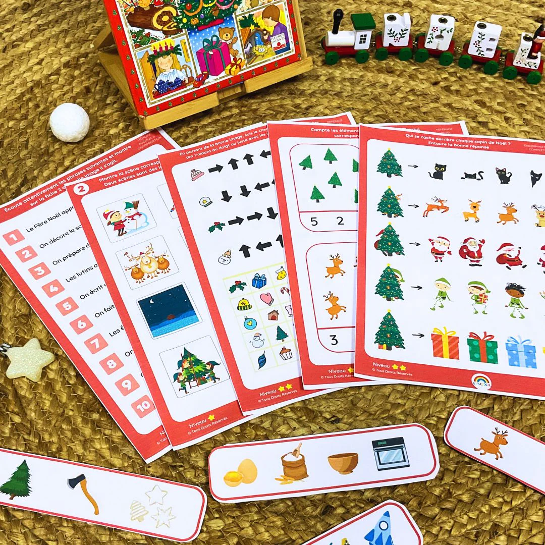 Pack activités Noël Maternelles : 10 fiches d'activités autour de Noël pour développer les capacités essentielles aux apprentissages dès le plus jeune âge.
