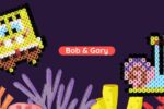Free printable Sponge Bob & Gary perler beads pattern! Actual size for pegboards