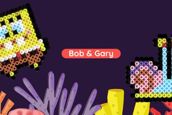 Modèle de perles à repasser - Bob l'éponge & Gary - PDF à imprimer - Free printable Sponge Bob & Gary perler beads pattern!