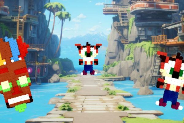 Modèle de perles à repasser - Jeux vidéo - Crash Bandicoot & Aku Aku - PDF à imprimer - Free printable Crash Bandicoot perler beads pattern!