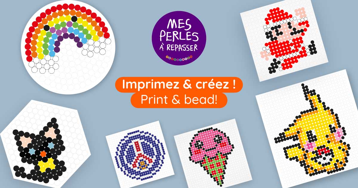 Modèles de perles à repasser à imprimer - Imprimez & créez ! Free fuse beads patterns to print - Print & bead!