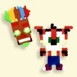 Modèle de perles à repasser - Jeux vidéo - Crash Bandicoot & Aku Aku - PDF à imprimer - Free printable Crash Bandicoot perler beads pattern!