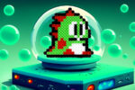 Modèle de perles à repasser Bubble Bobble Vert à imprimer - Free printable Green Bubble Bobble perler beads pattern