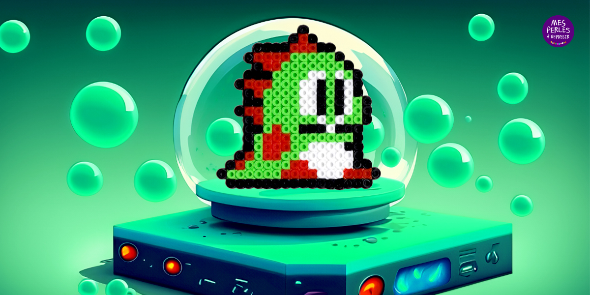 Free printable Bubble Bobble Video Game perler beads pattern