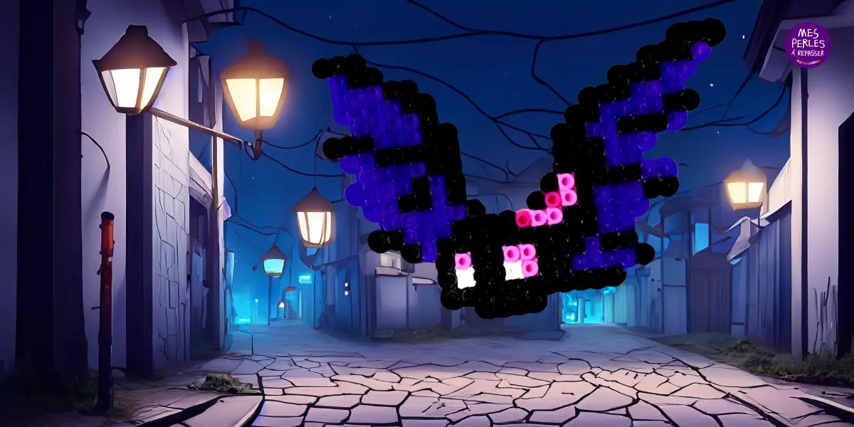 Modèle de perles à repasser Halloween à imprimer - Chauve-Souris - Free printable Bat perler beads pattern for Halloween!