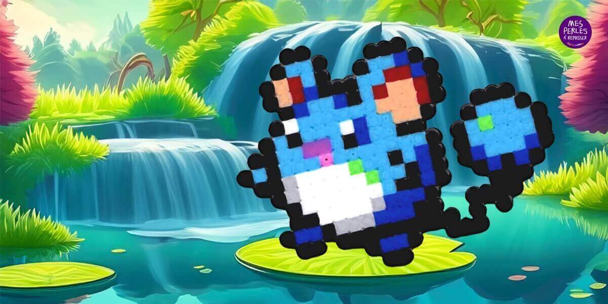 Modèle de perles à Repasser à imprimer - Pokémon - Marill - Free printable Marill Pokemon perler beads pattern