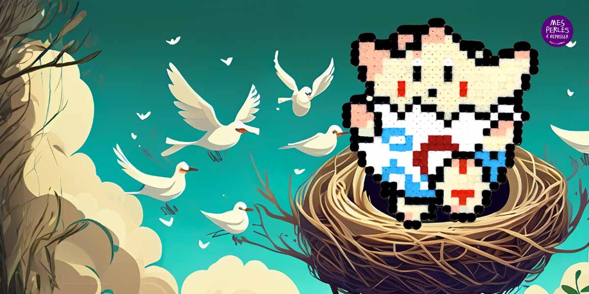 Modèle de perles à Repasser à imprimer - Pokémon - Togepi - Free printable Togepi Pokemon perler beads pattern