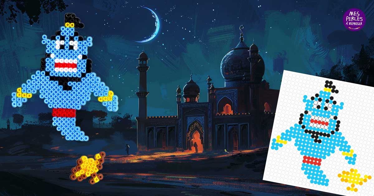 Modèle de perles à repasser - Génie d'Aladdin - PDF à imprimer - Free printable Aladdin's Genie perler beads pattern!