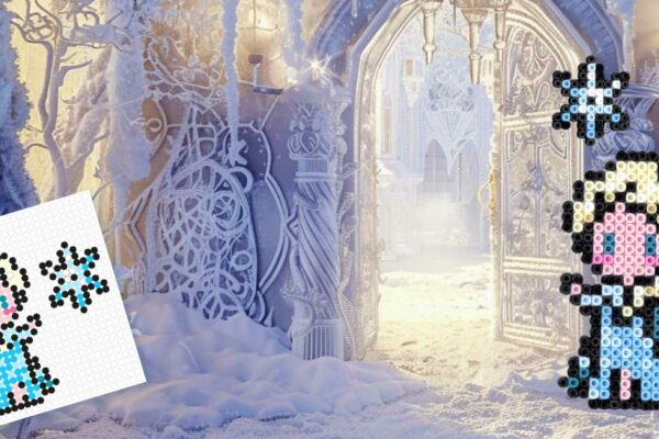 Modèle de perles à repasser Disney à imprimer - Elsa la Reine des Neiges - Easy & Free printable Disney Frozen perler beads pattern! Actual size for pegboards!