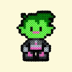 Modèle de perles à repasser à imprimer Teen Titans Go! - Beast Boy - Easy & Free printable Teen Titans Go! characters perler beads pattern! Actual size for pegboards!