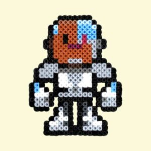 Modèle de perles à repasser à imprimer Teen Titans Go! - Cyborg - Easy & Free printable Teen Titans Go! characters perler beads pattern! Actual size for pegboards!