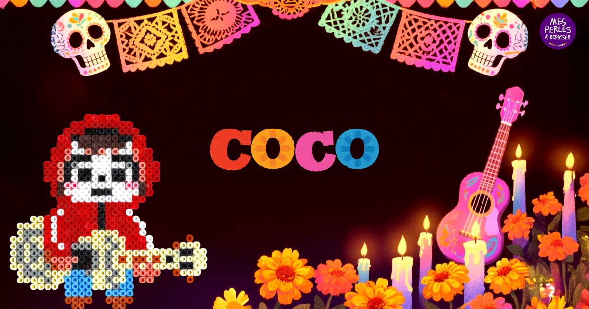 Modèle de perles à repasser - Disney Coco Miguel - PDF à imprimer - Free printable Disney Coco - Miguel perler beads pattern! Actual size for pegboards!