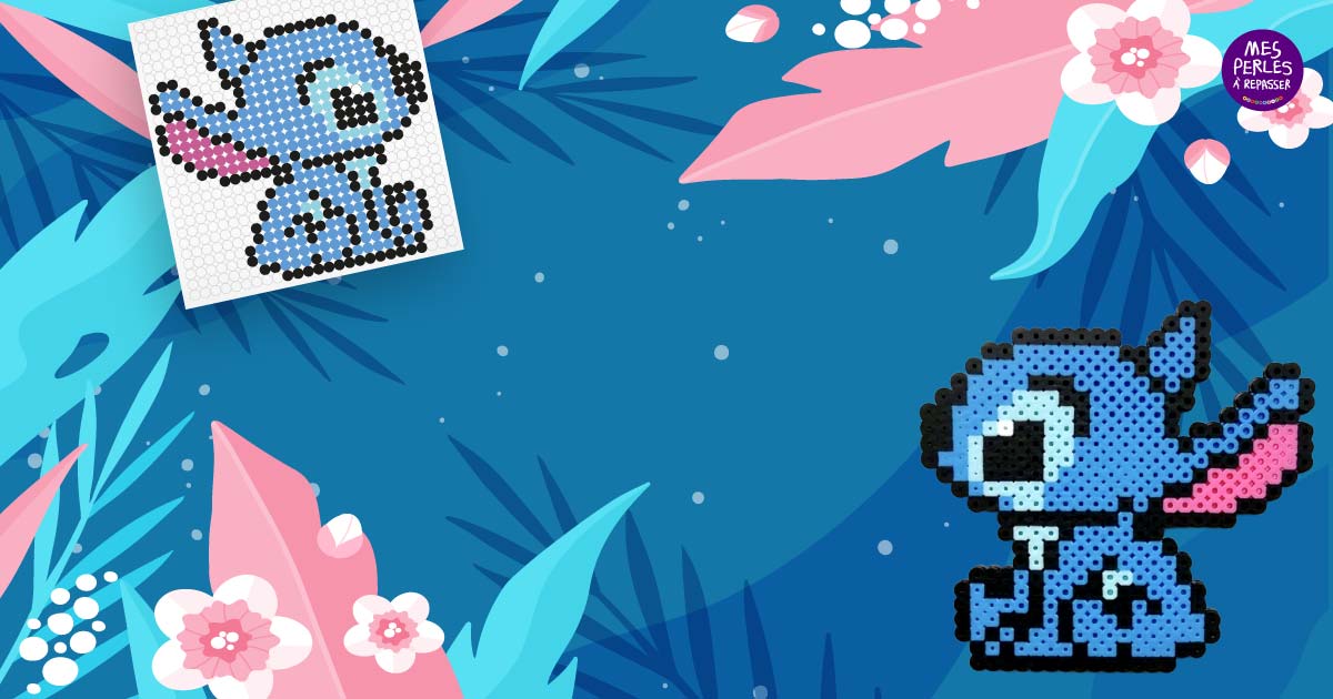 Modèle de perles à repasser - Disney Stitch - PDF à imprimer - Free printable Disney Stitch perler beads pattern! Actual size for pegboards!