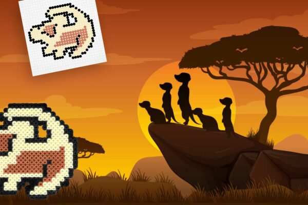 Modèle de perles à repasser - Disney Le Roi Lion SImba - PDF à imprimer - Free printable Disney The Lion King Simba perler beads pattern! Actual size for pegboards!