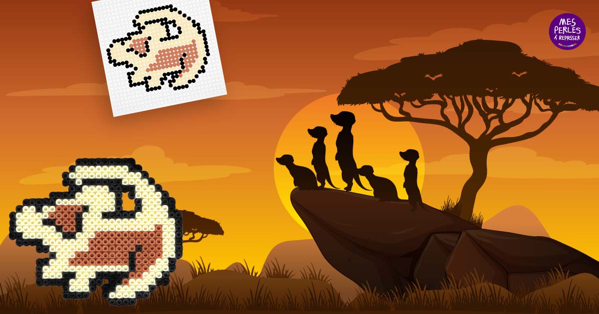 Modèle de perles à repasser - Disney Le Roi Lion SImba - PDF à imprimer - Free printable Disney The Lion King Simba perler beads pattern! Actual size for pegboards!