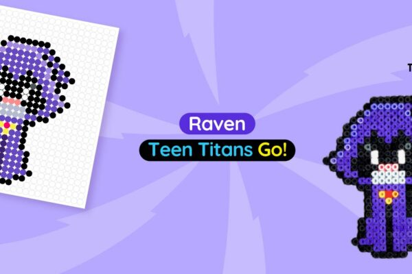 Easy & Free printable Teen Titans Go! characters perler beads pattern! Actual size for pegboards!