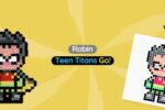 Modèle de perles à repasser à imprimer Teen Titans Go! - Robin - Easy & Free printable Teen Titans Go! characters perler beads pattern! Actual size for pegboards!