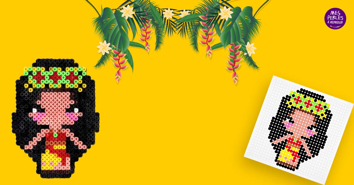 Modèle de perles à repasser - Disney Vaiana - PDF à imprimer - Free printable Disney Moana perler beads pattern! Actual size for pegboards!