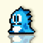 Modèle de perles à repasser Bubble Bobble - PDF à imprimer - Free printable Bubble Bobble perler beads pattern - Blue Bubble Bobble - PDF in actual size for pegboard