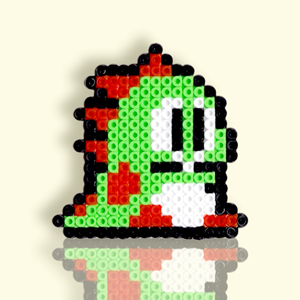 Modèle de perles à repasser Bubble Bobble - PDF à imprimer - Free printable Bubble Bobble perler beads pattern - Green Bubble Bobble - PDF in actual size for pegboard