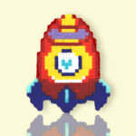 Modèle de perles à repasser Fusée - PDF à imprimer - Free printable Rocket perler beads pattern - PDF in actual size for pegboard