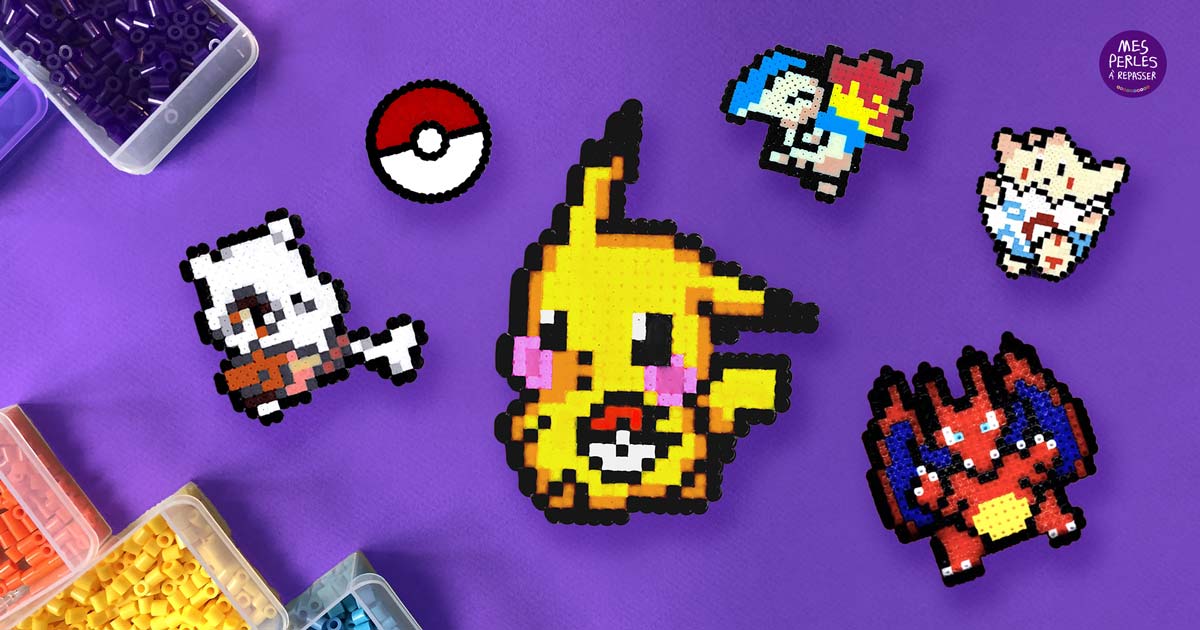 10 modèles de Pokémon en perles à repasser - PDF à imprimer - Free printable 10 Pokémon perler beads patterns! - PDF in actual size for pegboards!