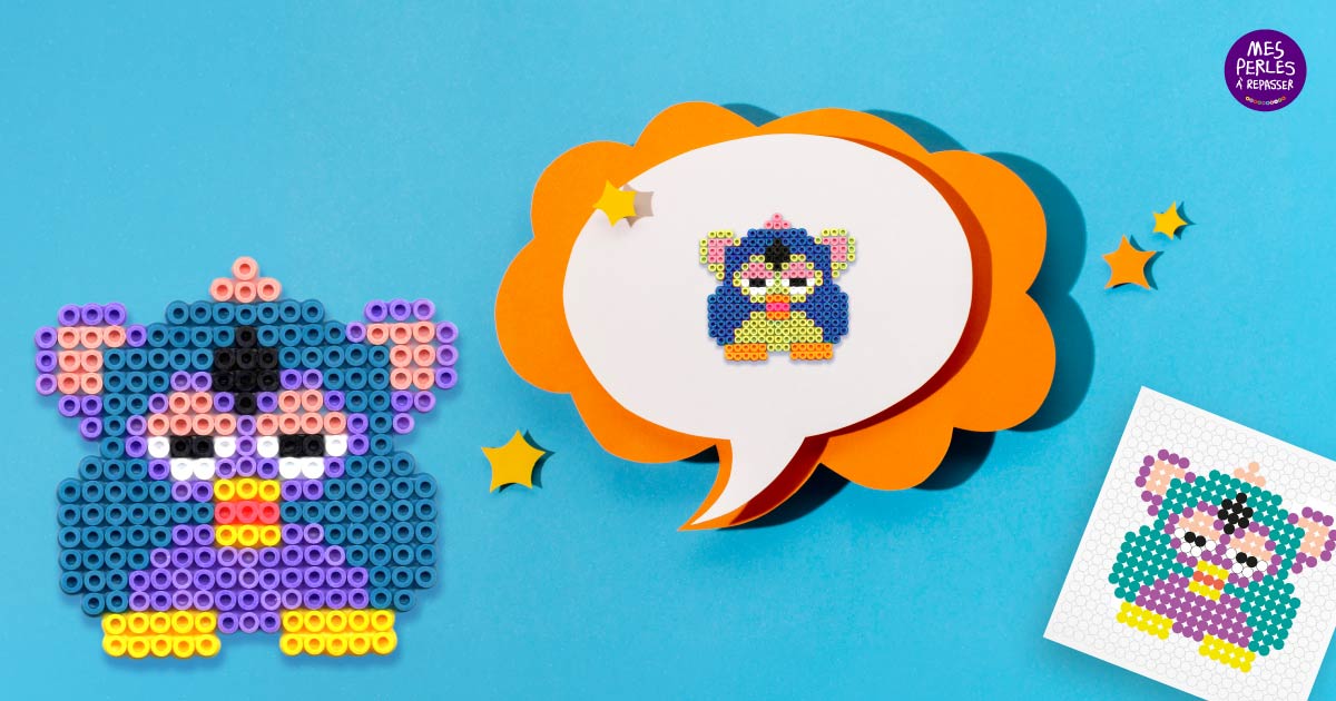 Modèle de perles à repasser - Furby - PDF à imprimer - Free printable Furby perler beads pattern! Actual size for pegboards!