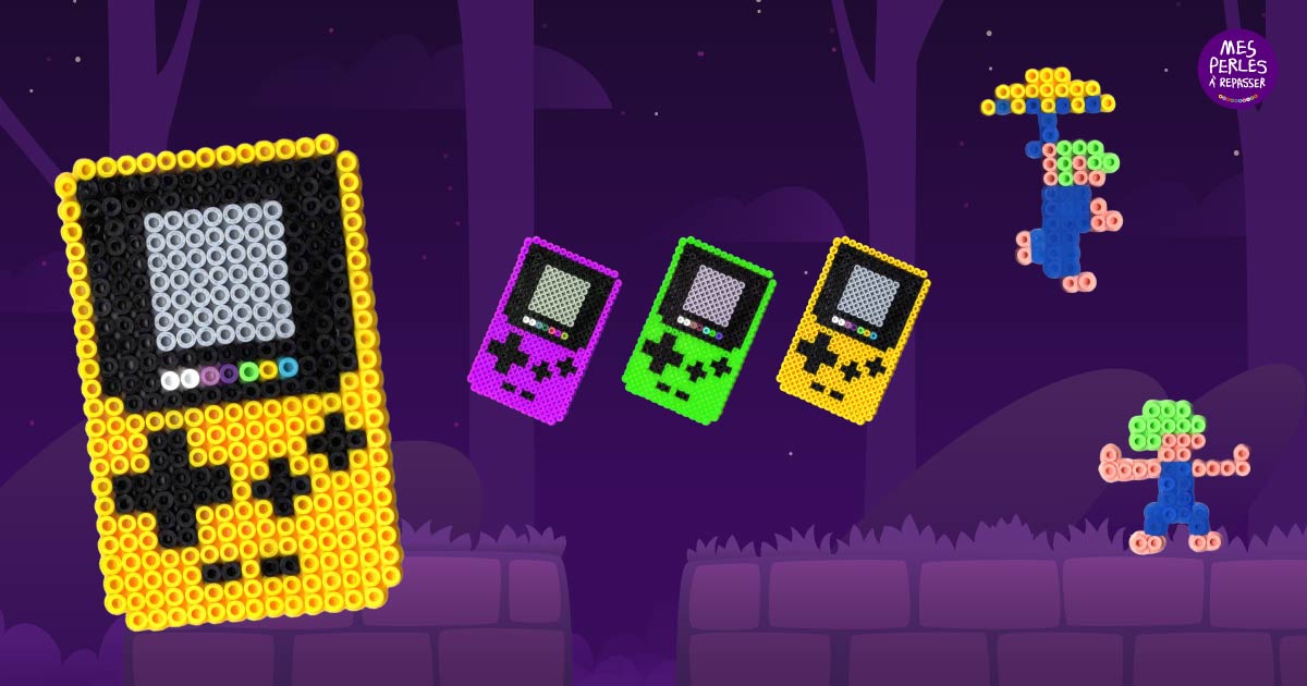 Modèle de perles à repasser - Game Boy Lemmings - PDF à imprimer - Free printable Game Boy Lemmings perler beads pattern! Actual size for pegboards!